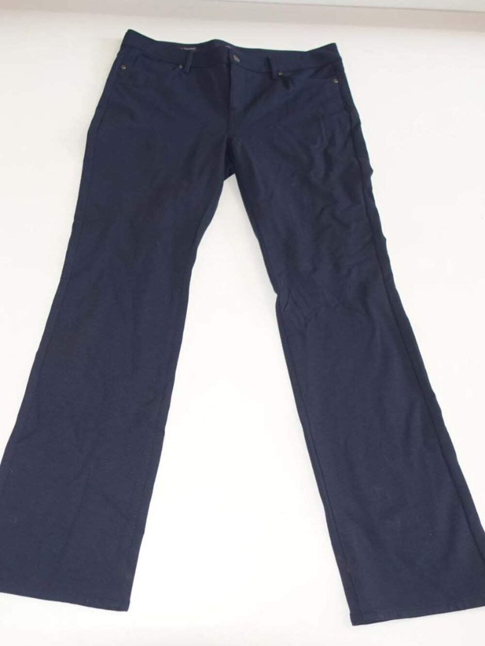 NYDJ Women's Marilyn Straight Leg Ponte Knit Jeans Size 12 Navy Blue 32" Inseam